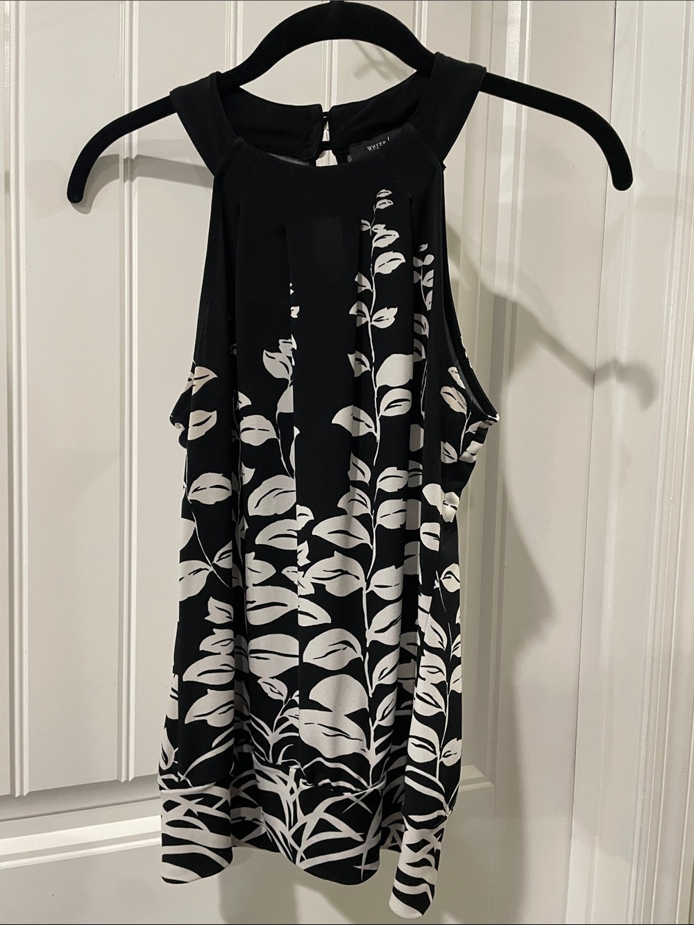 White House Black Market Black & White Floral Halter Camisole